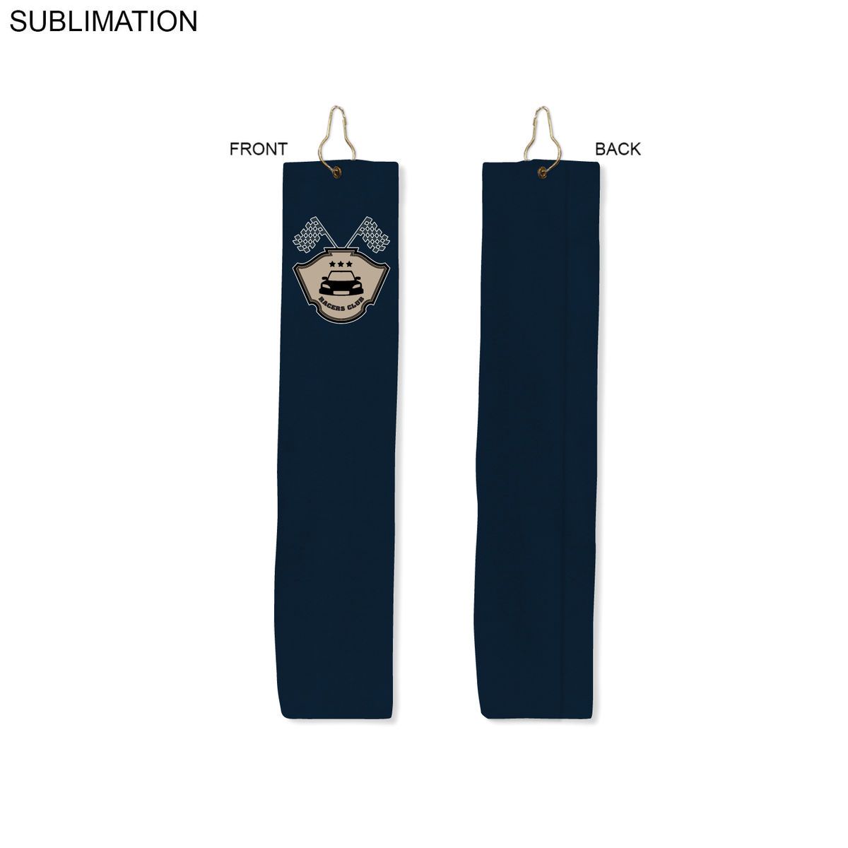 Colored Microfiber Dri-lite Terry Golf Towel, Trifold Grommet and Hook, Finish size 6x25, Sublimated