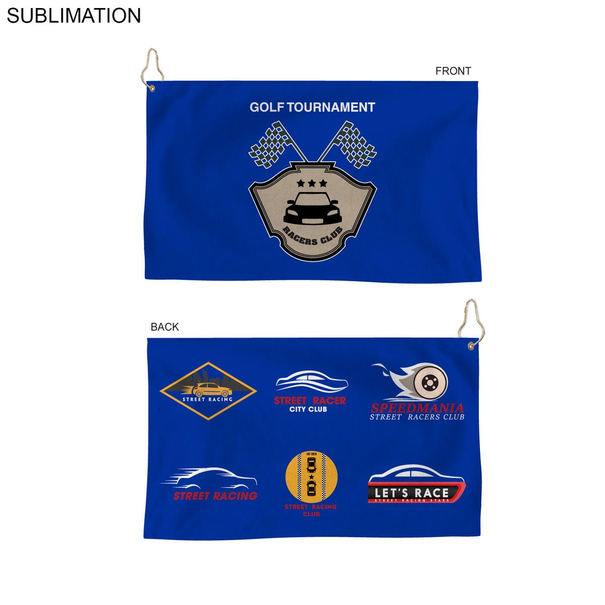 Colored Microfiber Dri-Lite Terry Golf Towel, 15x25, Nofold Grommet  Hook, Sublimated 2 sides