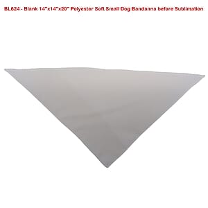 Small Dog Bandana, 14x14x20, Stitched Edges, Sublimated Edge to Edge (Decorated in Canada)