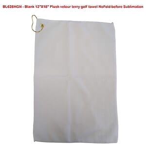 Colored Velour Terry Cotton Blend Golf Towel, Finished size 12x18, Nofold Grommet Hook, Sublimated
