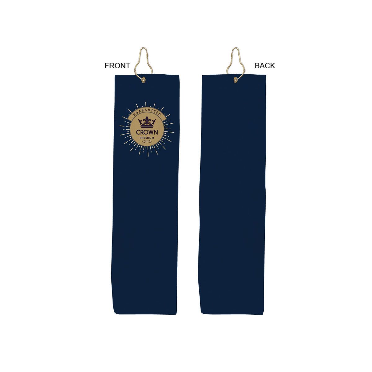 Colored Velour Terry Cotton Blend Golf Towel, Finished size 5x18, Trifold Grommet Hook, Sublimated