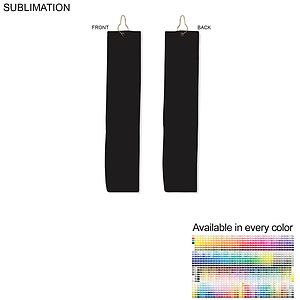 Colored Velour Terry Cotton Blend Golf Towel, Finished size 6x25, Trifold Grommet and Hook