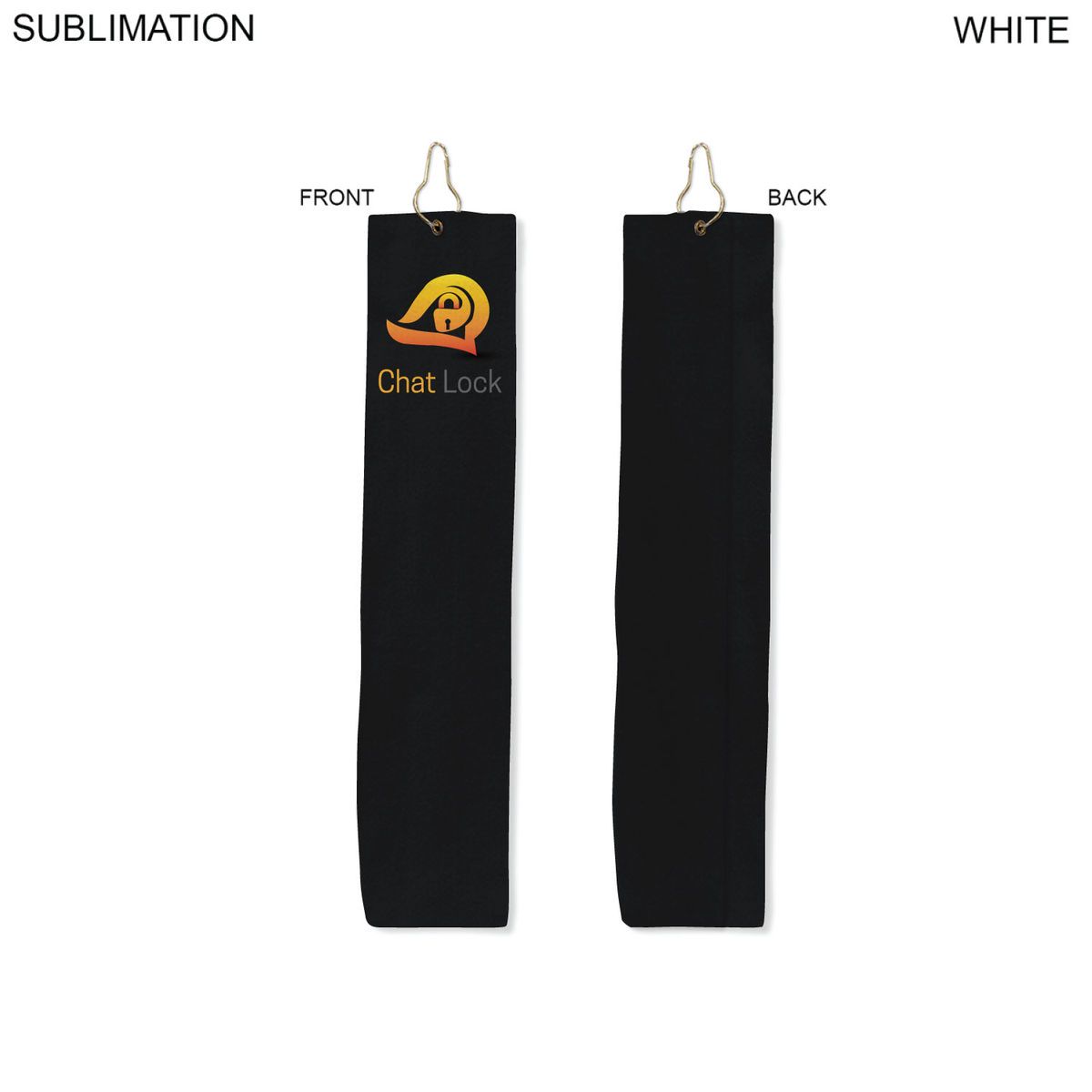 Colored Velour Terry Cotton Blend Golf Towel, Finished size 6x25, Trifold Grommet Hook, Sublimated