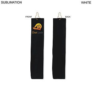 Colored Velour Terry Cotton Blend Golf Towel, Finished size 6x25, Trifold Grommet Hook, Sublimated