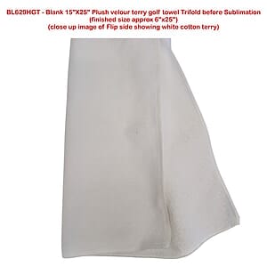 Colored Velour Terry Cotton Blend Golf Towel, Finished size 6x25, Trifold Grommet Hook, Sublimated