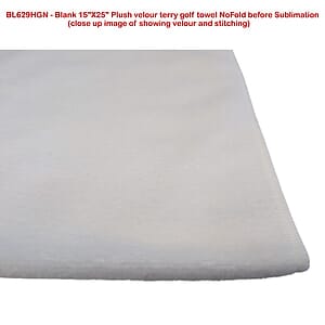Colored Velour Terry Cotton Blend Golf Towel, Finished size 15x25, Nofold Grommet Hook, Sublimated