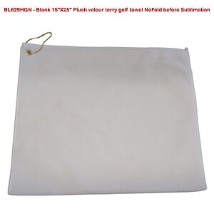 Colored Velour Terry Cotton Blend Golf Towel, Finished size 15x25, Nofold Grommet Hook, Sublimated