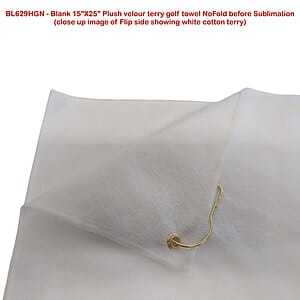 Colored Velour Terry Cotton Blend Golf Towel, Finished size 15x25, Nofold Grommet Hook, Sublimated
