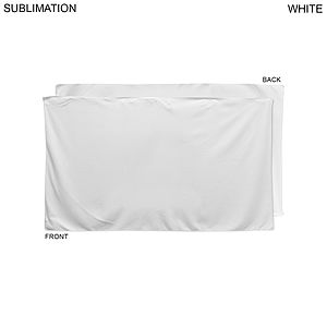 Plush and Soft Velour Terry Cotton Blend White Beach Towel, 35x60, Sublimated Full color Logos