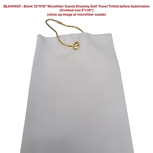 Colored Microfiber Suede Shammy Golf Towel, Finished size 5x18, Trifold Grommet  Hook, Sublimated