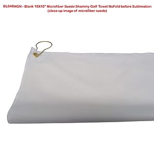 Microfiber Suede Shammy Golf Towel, Finished size 15x15, Nofold Grommet  Hook, Sublimated 2 sides