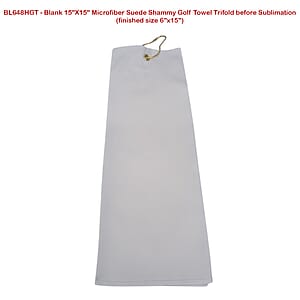 Microfiber Suede Shammy Golf Towel, Triangle Shape, 11x17, Folded with Black Swivel Hook, Sublimated