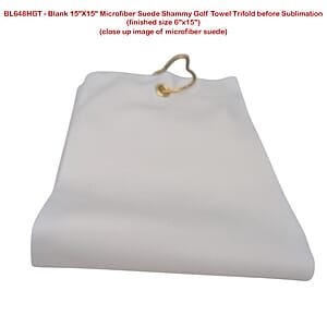 Microfiber Suede Shammy Golf Towel, Triangle Shape, 11x17, Folded with Black Swivel Hook, Sublimated