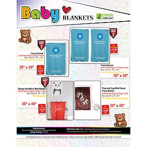 Ultra Soft and Smooth Microfleece Lap Blanket 30x40, Sublimated Edge to Edge 1 side