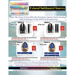 Colored Microfleece Scarf, 6x50, Ultra Soft and Smooth, Sublimated Edge to Edge 1 side