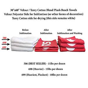 Cabana Stripe Sublimated, Heavier Weight, Plush Velour Terry Cotton Blend Beach Towel, 30x60