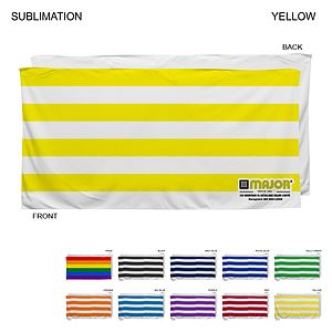 Cabana Stripe Sublimated, Heavier Weight, Plush Velour Terry Cotton Blend Beach Towel, 30x60