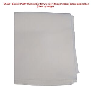 Heaviest weight, Plush Velour Terry Cotton Blend White Beach Towel, 30x60, Full Color Sublimation