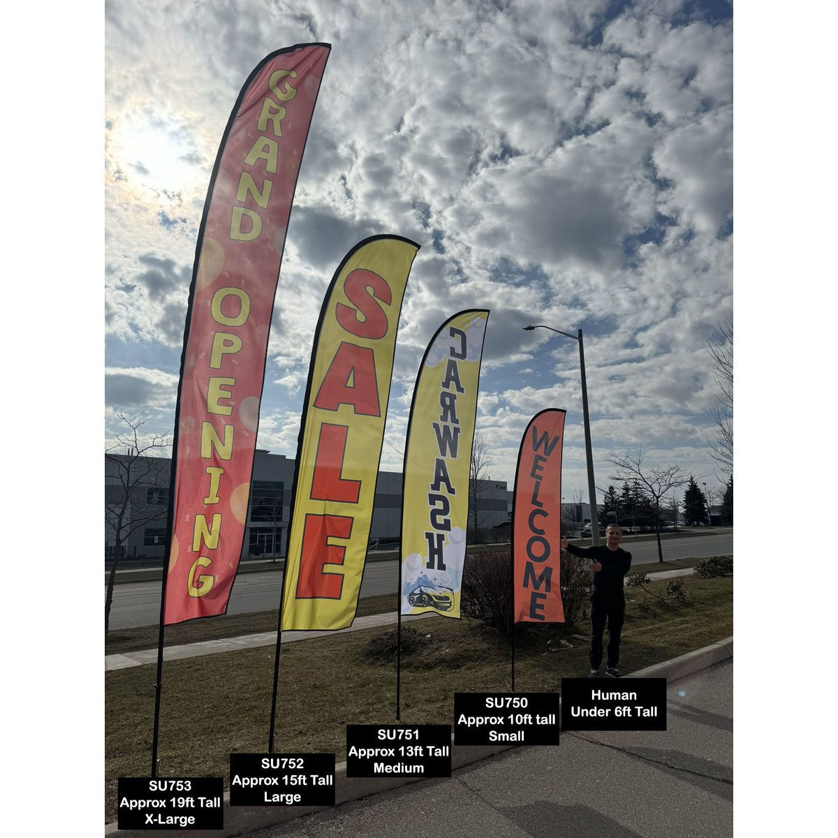 72 Hr Fast Ship -19' X-Large Feather Flag Kit, Full Color Graphics Double Sided, Spike and Bag