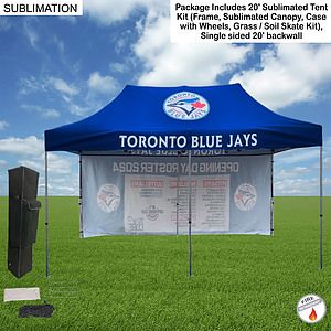 20' Tent Backwall Package, 20' Sublimated Tent kit and Full Single sided 20' backwall