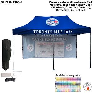 20' Tent Backwall Package, 20' Sublimated Tent kit and Full Single sided 20' backwall