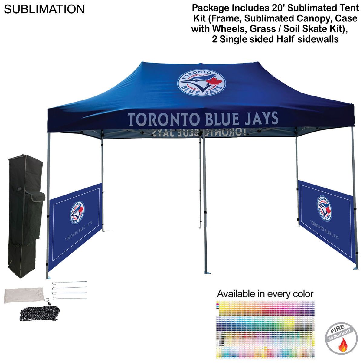 20' Tent Sidewalls Package, 20' Sublimated Tent kit and 2 Single side half sidewalls