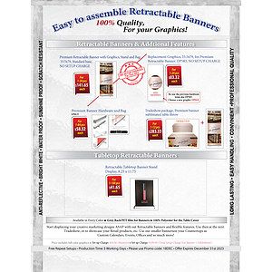 Premium Retractable Banner Hardware, Stand and Bag, Aluminum Base, Graphics are not included
