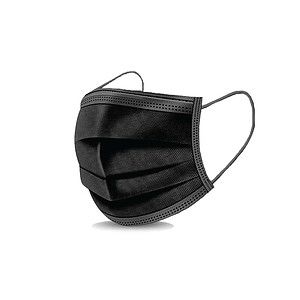 3-Ply Disposable Face Mask, Black, Blank only