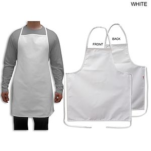 Personalized Domestic made Bib Apron, 25x31, No Pockets, Sublimated, White or Stock color ties