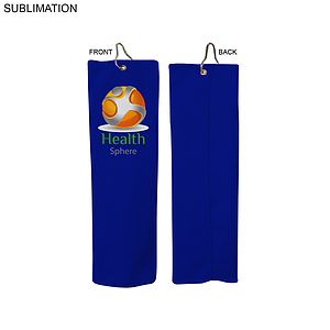 Colored Microfiber Dri-Lite Terry Golf Towel, Finished size 5x18, Trifold Grommet  Hook, Sublimated