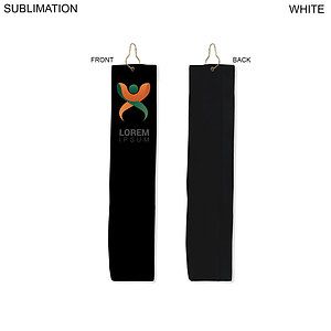 Colored Velour Terry Cotton Blend Golf Towel, Finished size 6x25, Trifold Grommet Hook, Sublimated