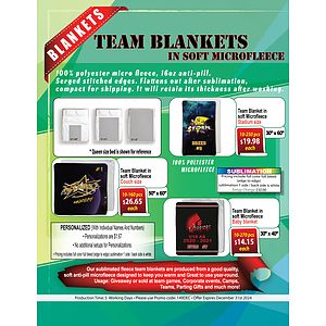 Team Blanket in Ultra Soft Microfleece, 30x40, Lap blanket, Sublimated edge to edge 1 side