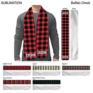 Stock Plaid Design Fashion Scarf, 8x60, Sublimated Edge to Edge 1 side