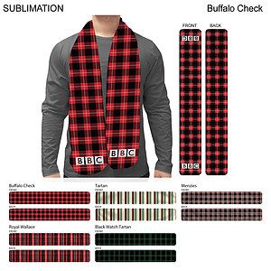 Stock Plaid Design Fashion Scarf, 8x60, Sublimated Edge to Edge 2 sides