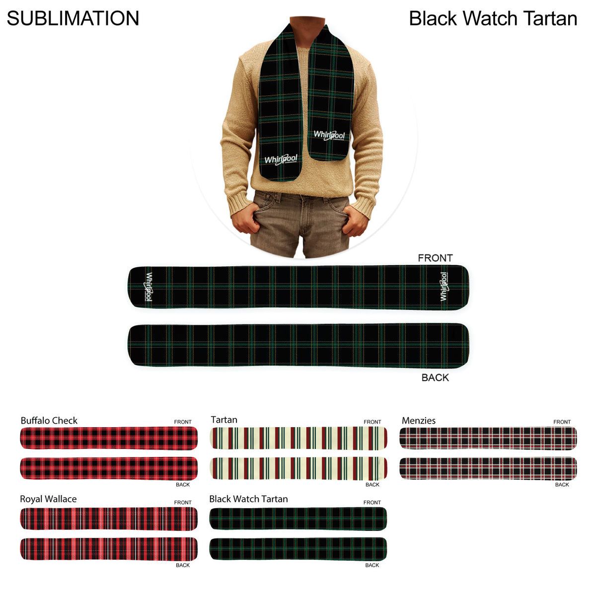 Stock Plaid Design Fashion Scarf, 6x50, Sublimated Edge to Edge 2 sides