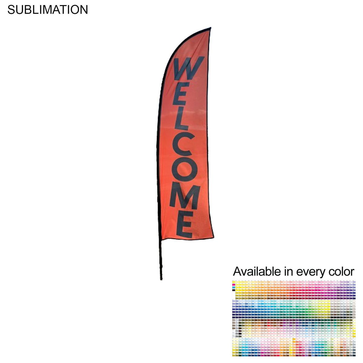 72 Hr Fast Ship - 10' Small Feather Flag Kit, Full Color Graphics One Side, Spike and Bag Included.
