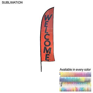 72 Hr Fast Ship - 10' Small Feather Flag Kit, Full Color Graphics One Side, Spike and Bag Included.