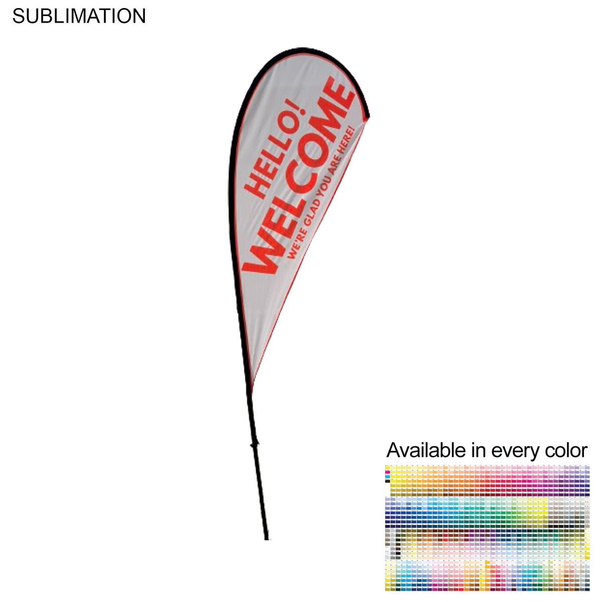 72 Hr Fast Ship - 9' Small Tear Drop Flag Kit, Full Color Graphics One Side, Spike and Bag Included.