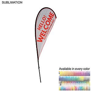 72 Hr Fast Ship - 9' Small Tear Drop Flag Kit, Full Color Graphics One Side, Spike and Bag Included.