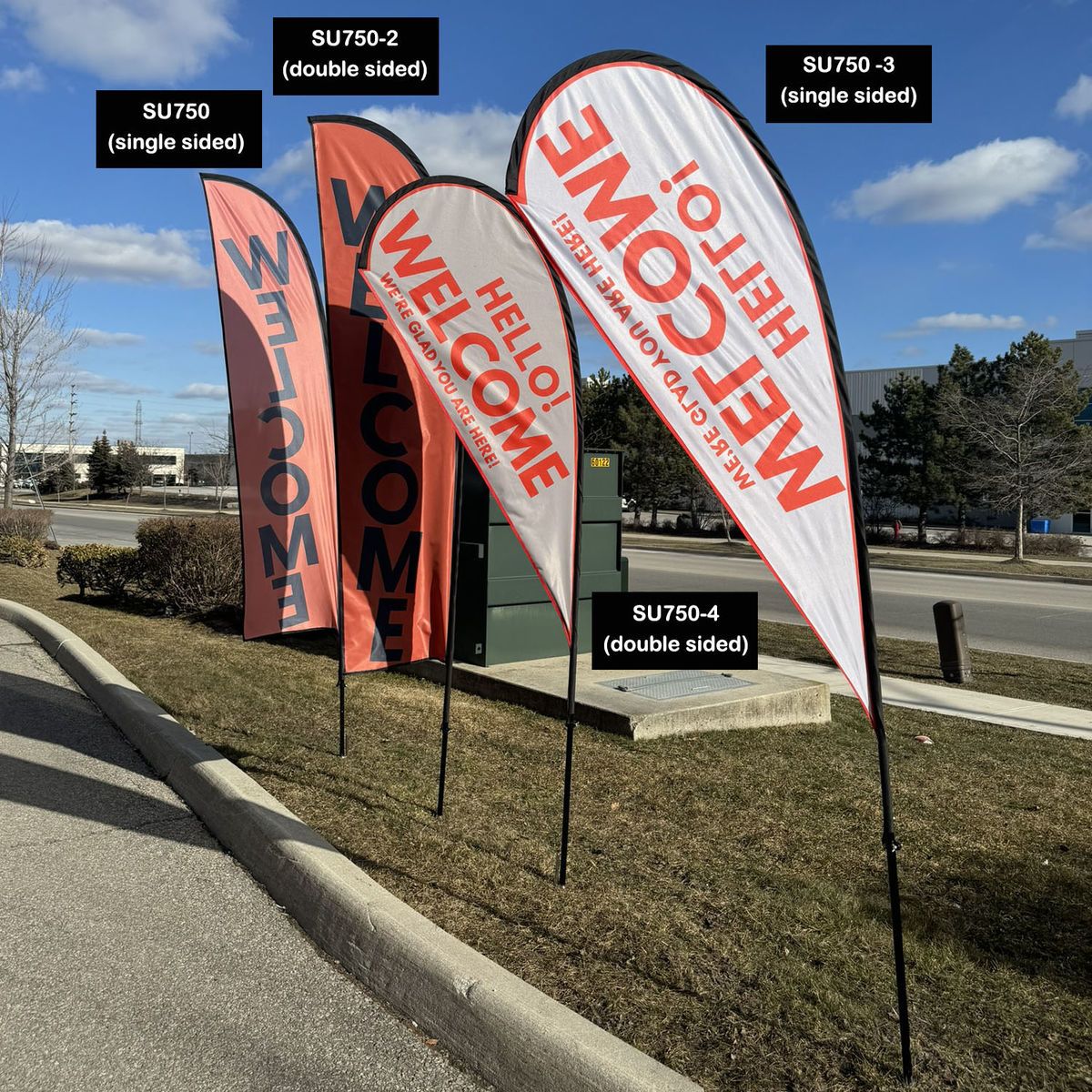 72 Hr Fast Ship - 9' Small Tear Drop Flag Kit, Full Color Graphics Double Sided, Spike and Bag