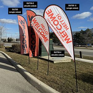 72 Hr Fast Ship - 9' Small Tear Drop Flag Kit, Full Color Graphics Double Sided, Spike and Bag