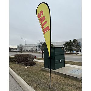 72 Hr Fast Ship - 13.5' Large Tear Drop Flag Kit, Full Color Graphics One Side, Spike and Bag.