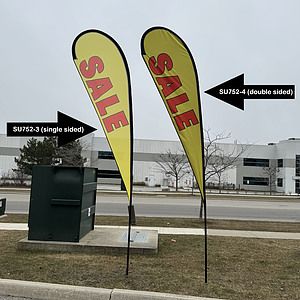 72 Hr Fast Ship - 13.5' Large Tear Drop Flag Kit, Full Color Graphics Double Side, Spike and Bag.