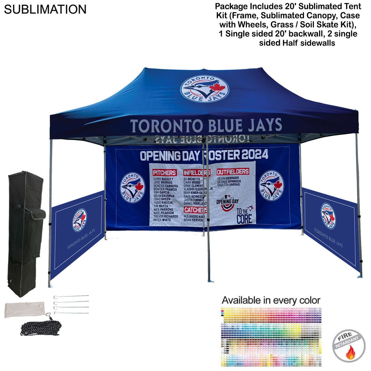 72 Hr Fast Ship - Full Tent Package 2, 20' Sublimated Tent , 20' backwall,2 half sidewalls
