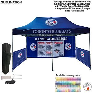 72 Hr Fast Ship - Full Tent Package 2, 20' Sublimated Tent , 20' backwall,2 half sidewalls