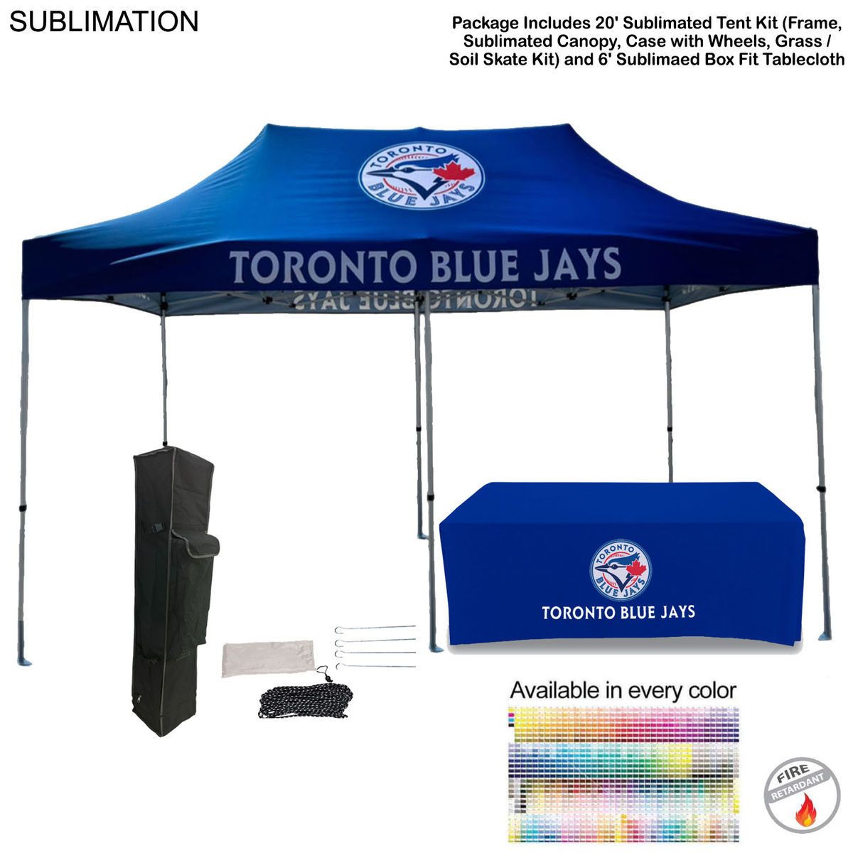 Event Package, 20' Premium Sublimated Tent Kit and 6' Sublimated Box Fit Tablecloth