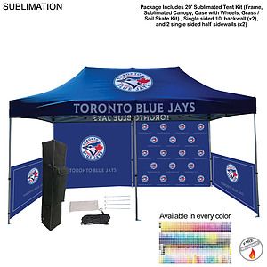 Full Tent Package 1, 20' Sublimated Tent, 2 Single sided 10' backwalls, 2 Single side half sidewalls