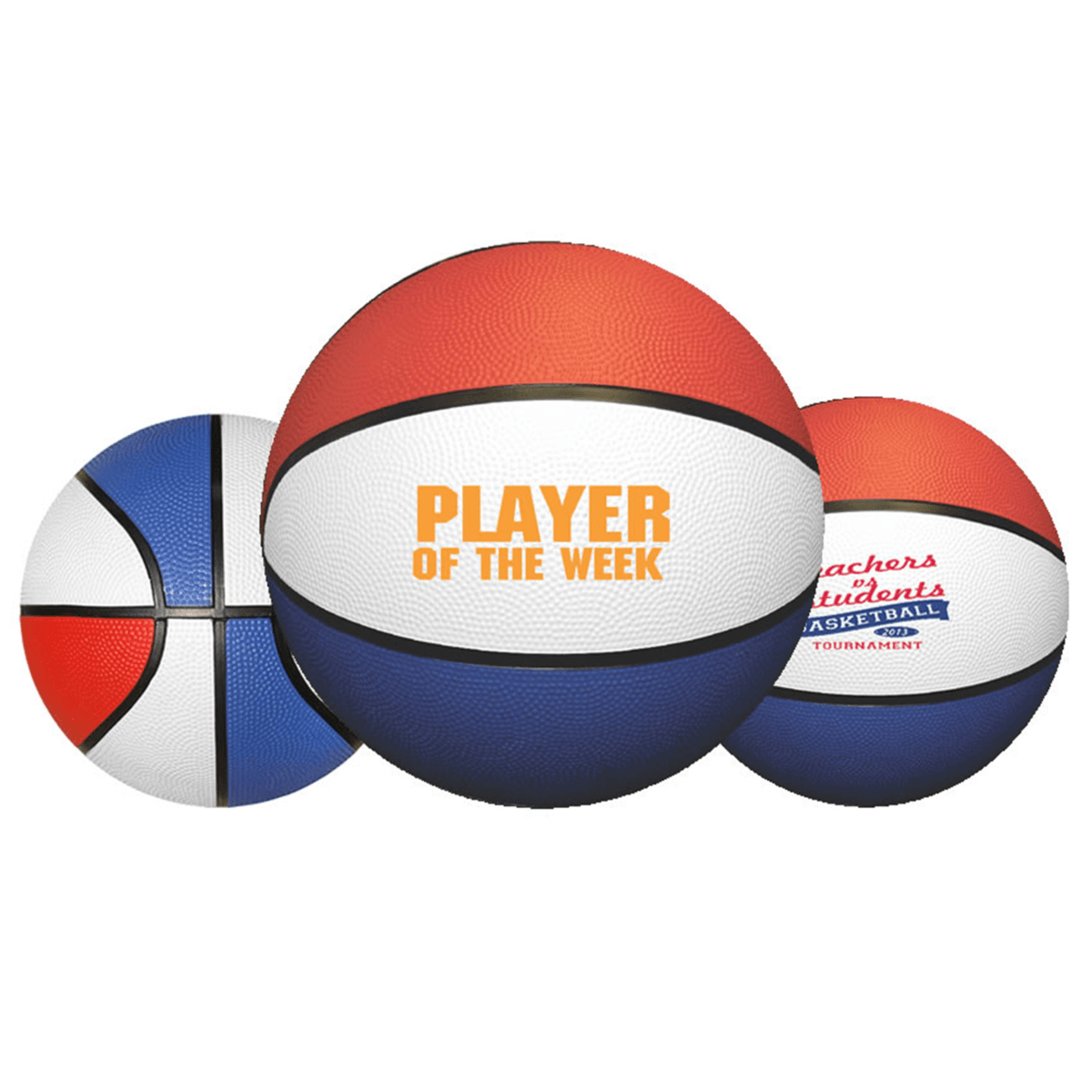 29½" Full-Size Red/White/Blue Rubber Basketball