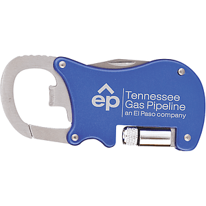 Bottle Opener Carabiner With Flashlight  Knife