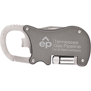 Bottle Opener Carabiner With Flashlight  Knife
